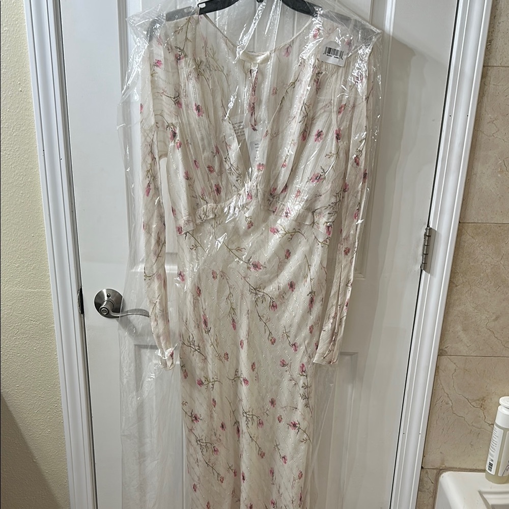 LoveShackFancy Floral Maxi Dress - Cream and Pink